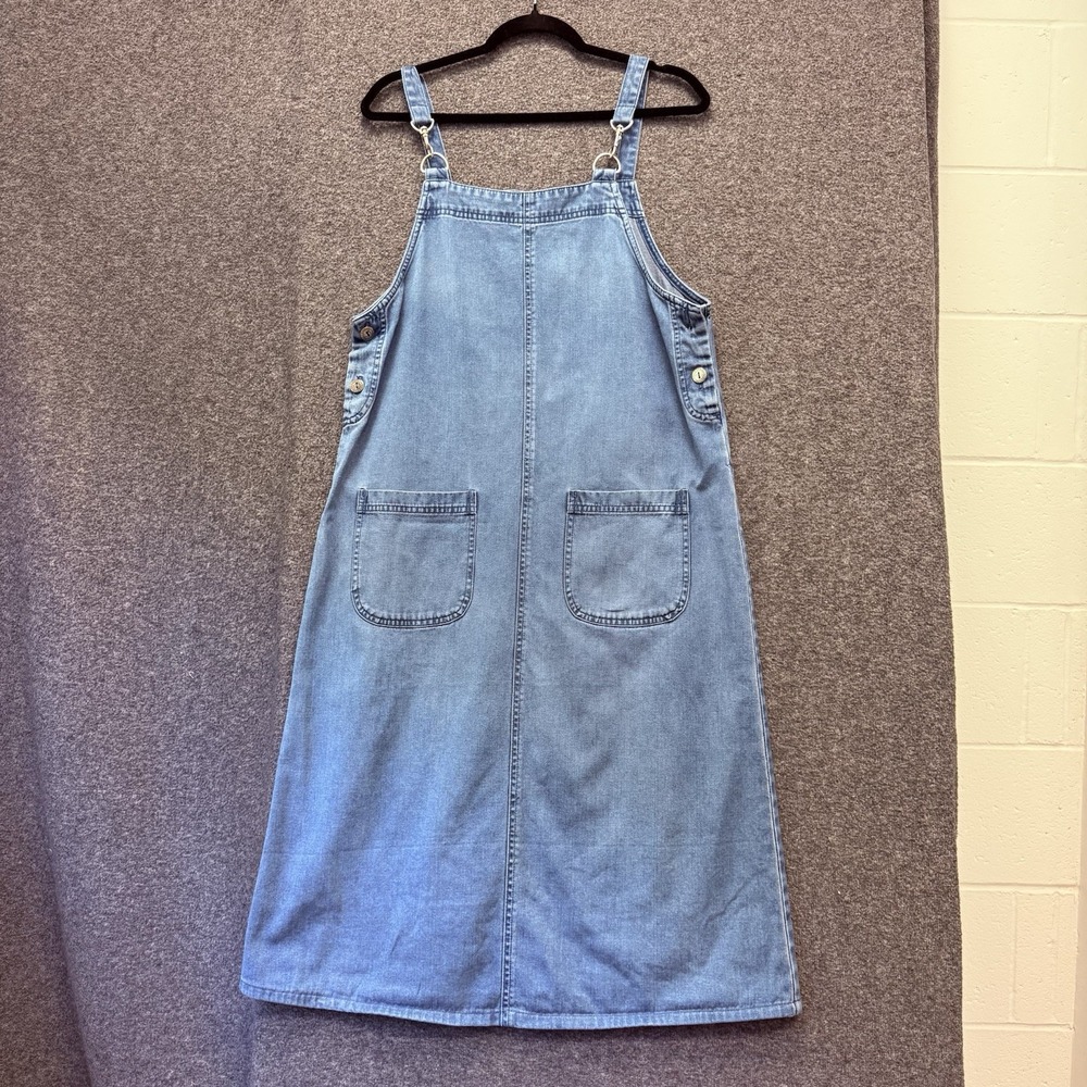 Vintage Y2K 90s Denim Jumper Apron Chore Dress Size M Maxi Cottagecore Teacher